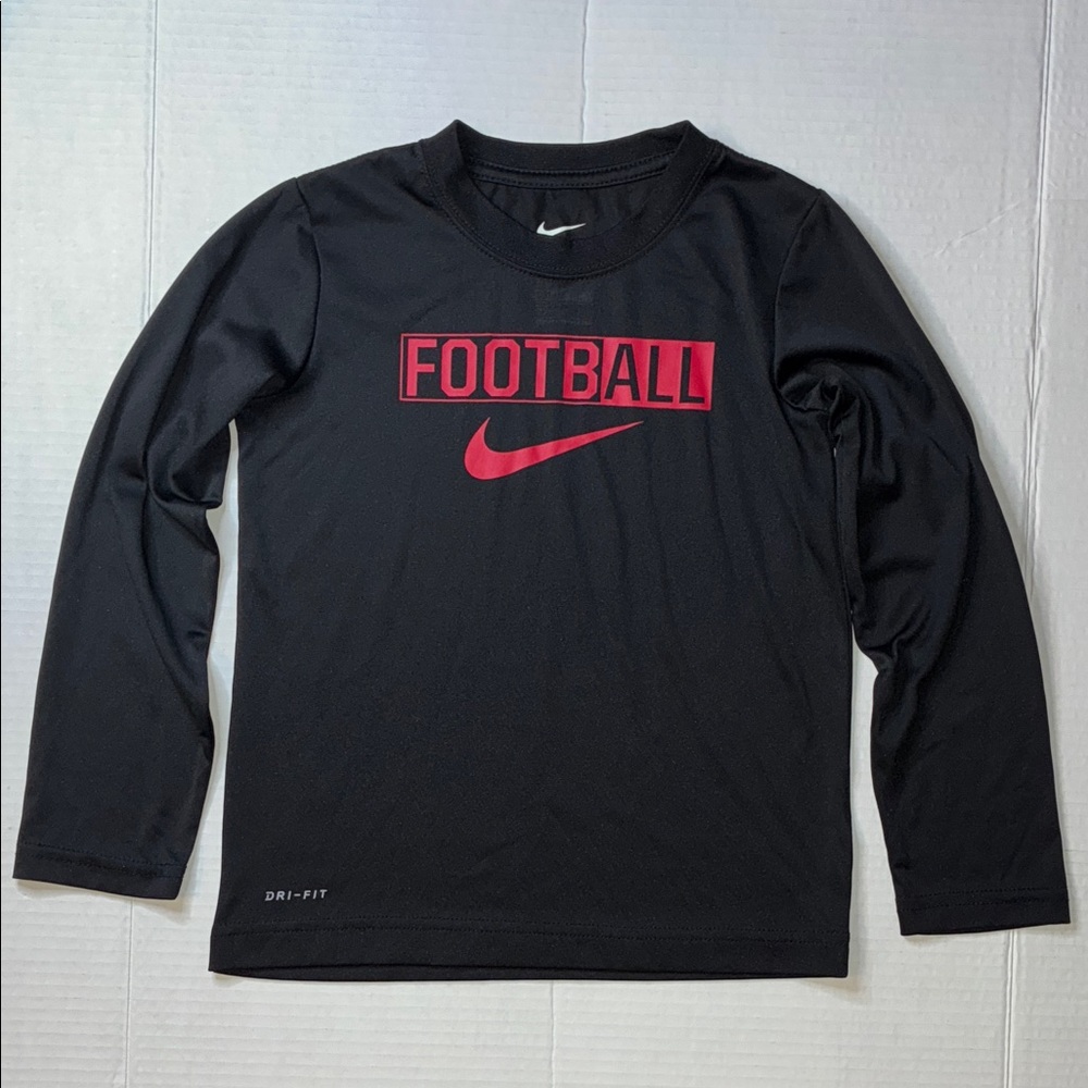 Nike Dri Fit Black Long Sleeve with Red Football Graphic